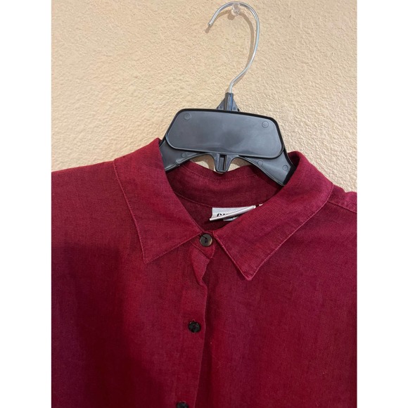 Chicos Design Womens Sz 2 Red Maroon 100% Linen Tunic Length Shirt (US size LG) - Picture 5 of 10